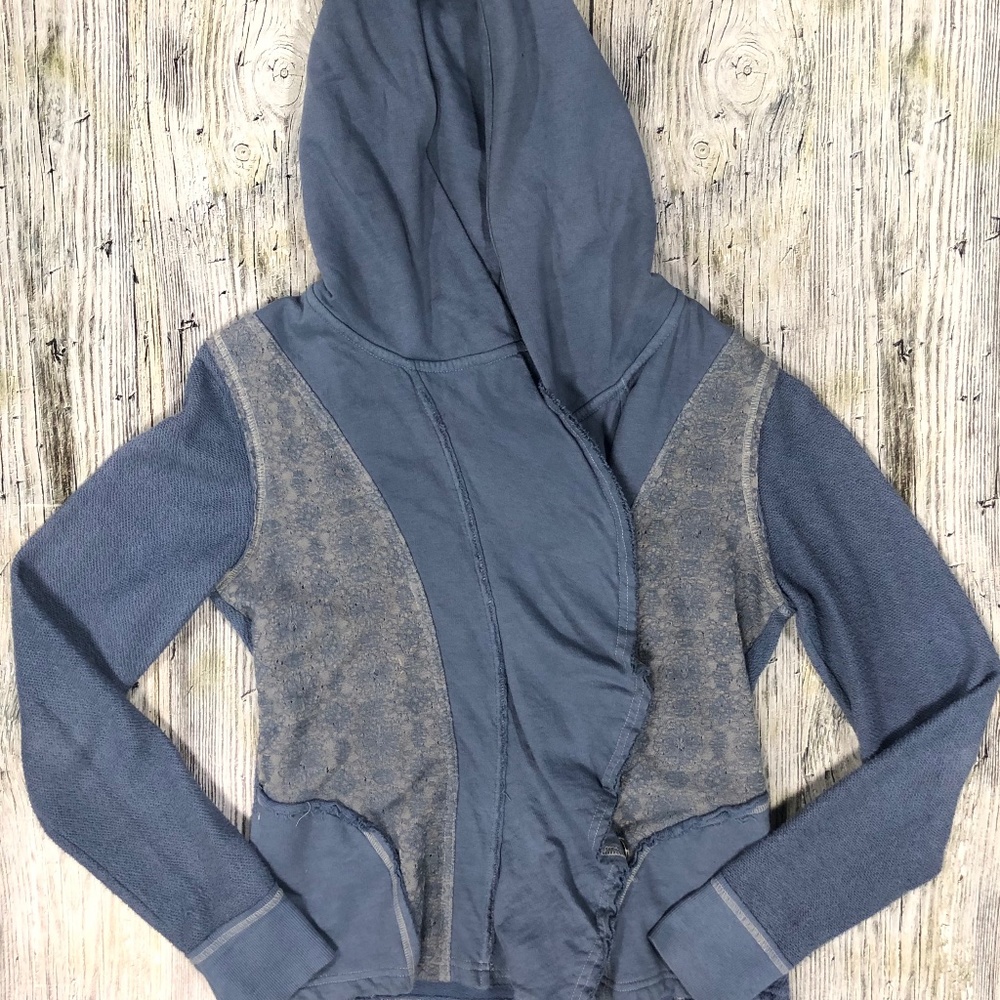 Free People Blue Floral Detail Jacket